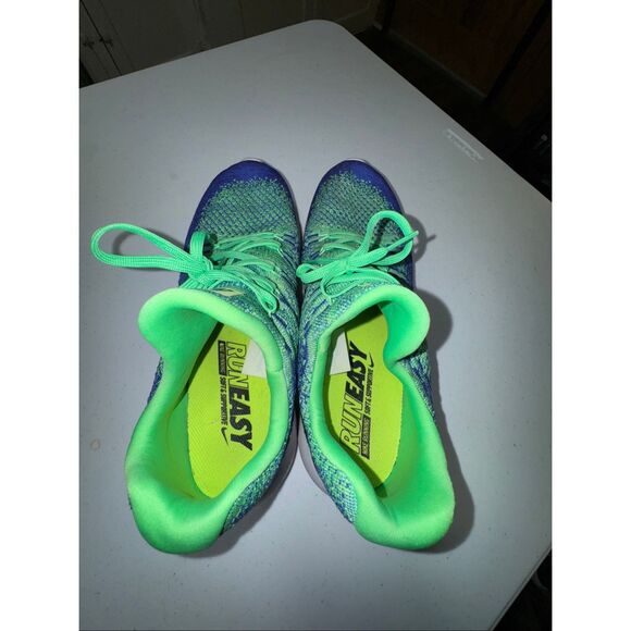 Nike LunarEpic Low Flyknit 2 Electro Green Black-Medium Blue Men's Size 13 - Picture 4 of 5